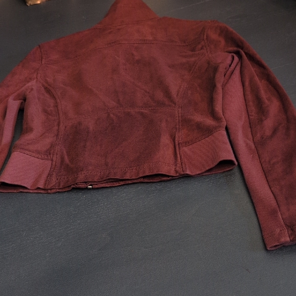 Anthropologie Burgundy Bomber Jacket with Classic Design - Picture 12 of 13